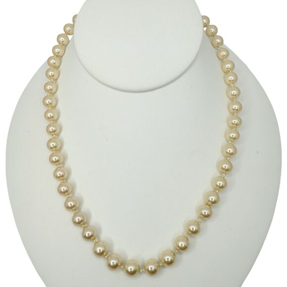 GSILVER Double Knotted Champagne Pearl Necklace 18" German Wedding Grandma - Picture 1 of 14